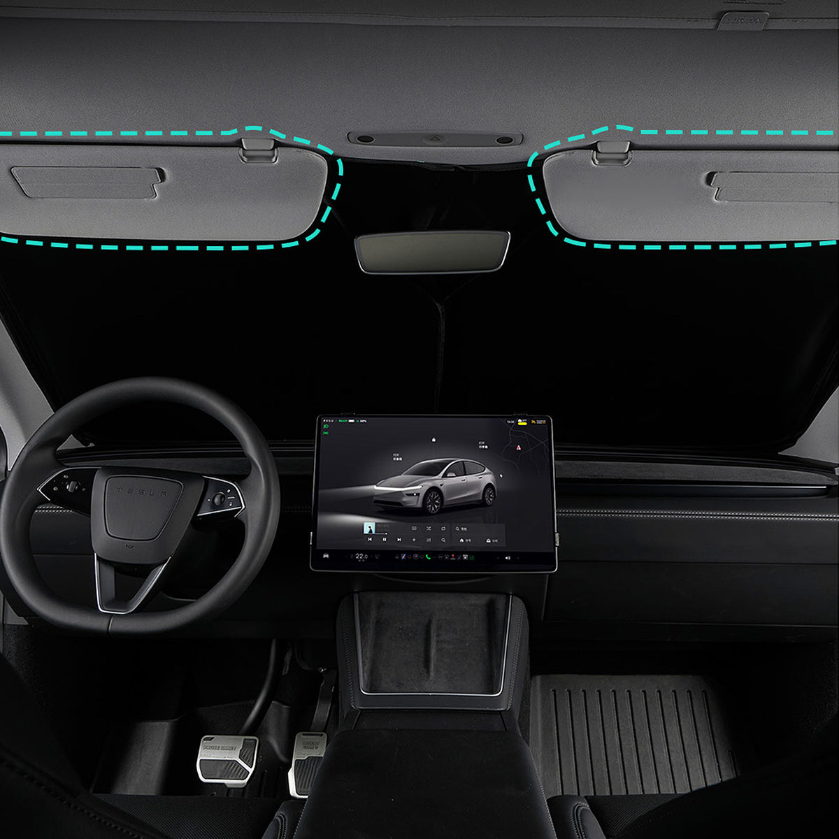 HALOBLK テスラ フロントガラス用サンシェード for テスラ モデル3&Y