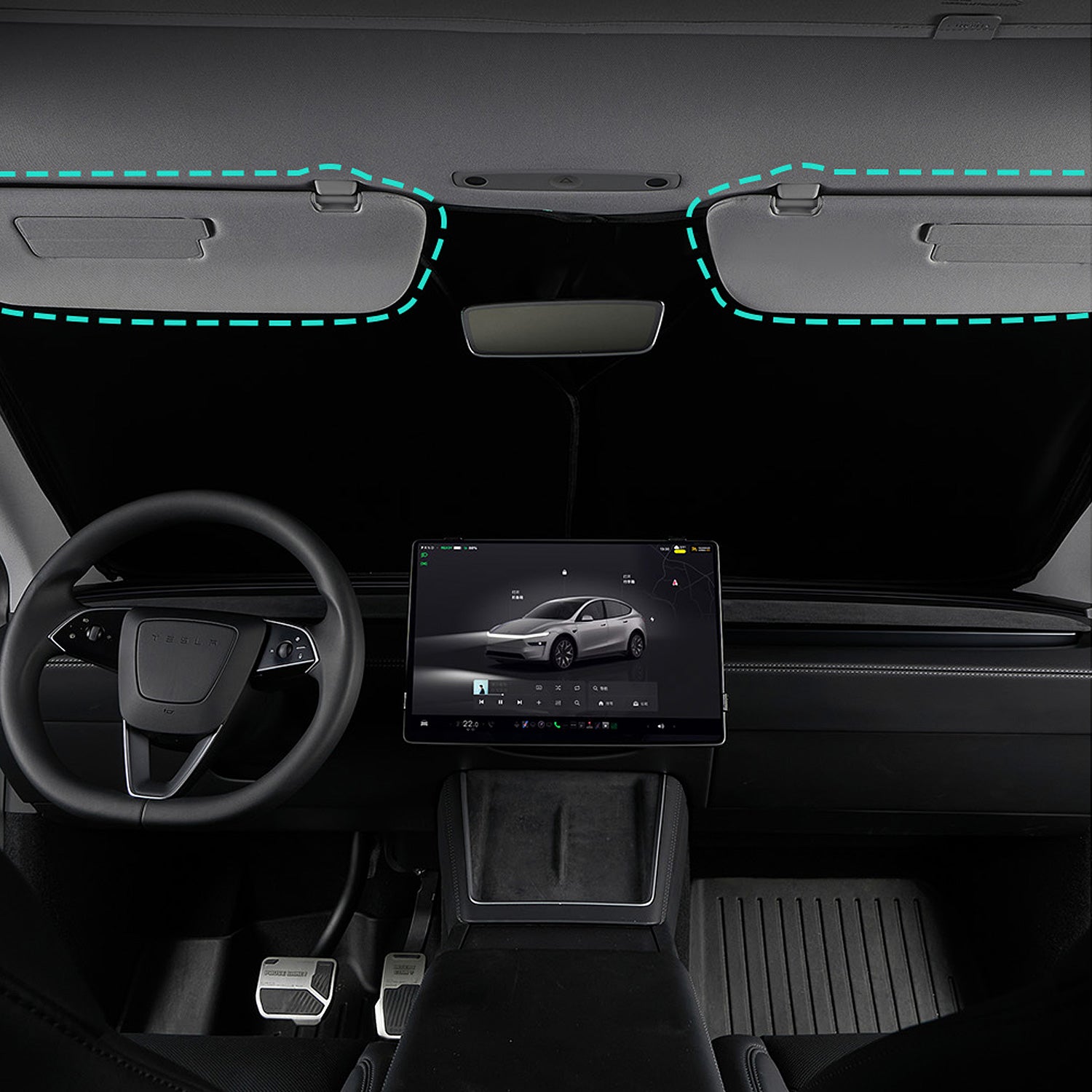 HALOBLK テスラ フロントガラス用サンシェード for テスラ モデル3&Y