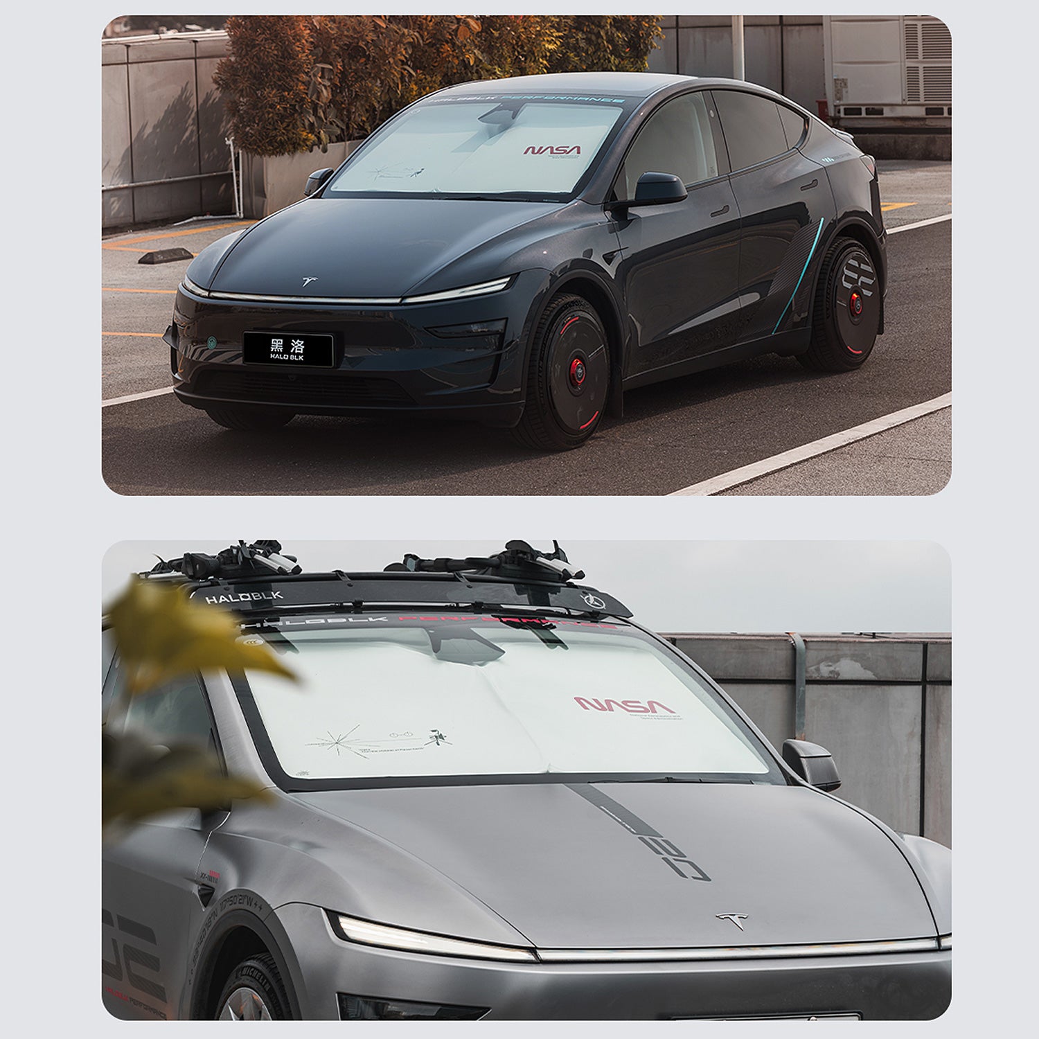 HALOBLK テスラ フロントガラス用サンシェード for テスラ モデル3&Y
